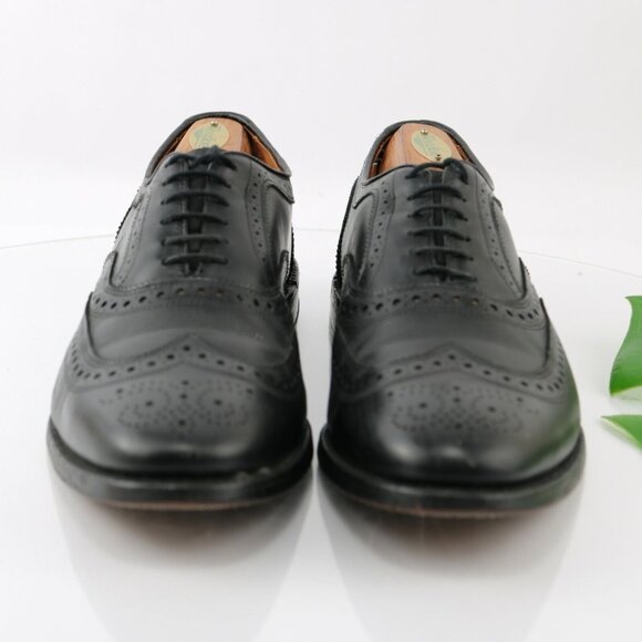 Allen Edmonds Mens McAllister Oxford Size 9.5 C Black Leather Dress Shoe Wingtip - Picture 3 of 12